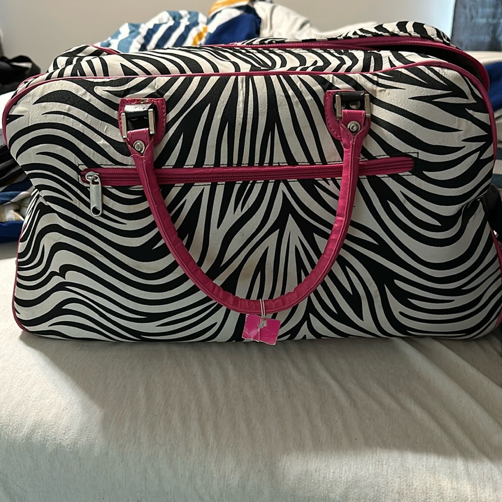 Zebra duffel rolling bag